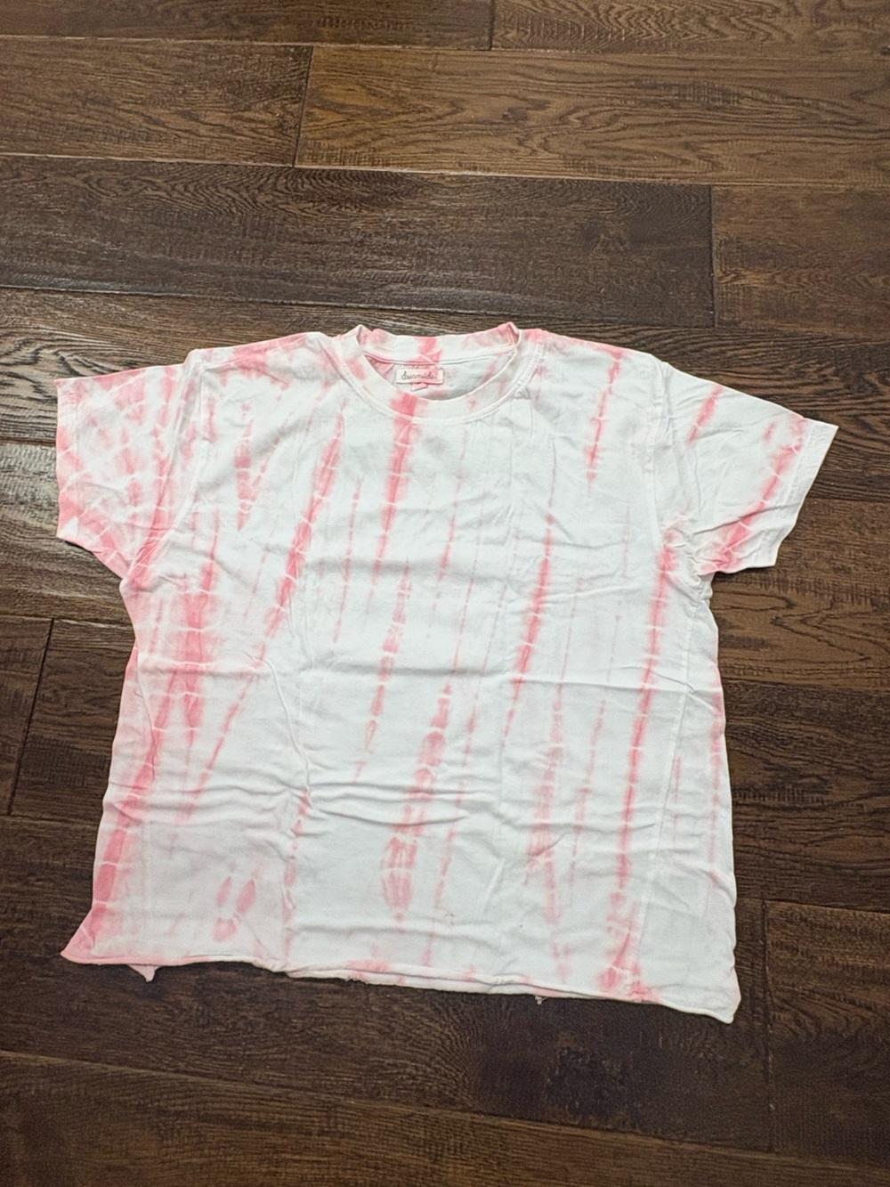 Women's Short Sleeve Tie-Dye Tee in Pink and White